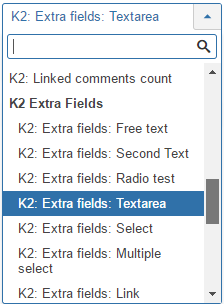 K2 Extra fields information type