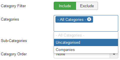 Select the categories