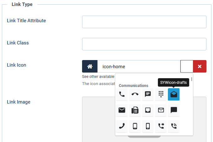 Menu item link icon parameter with icon picker
