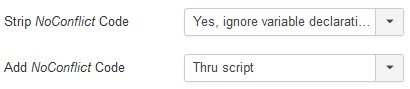 Set noconflict but ignore variable declarations